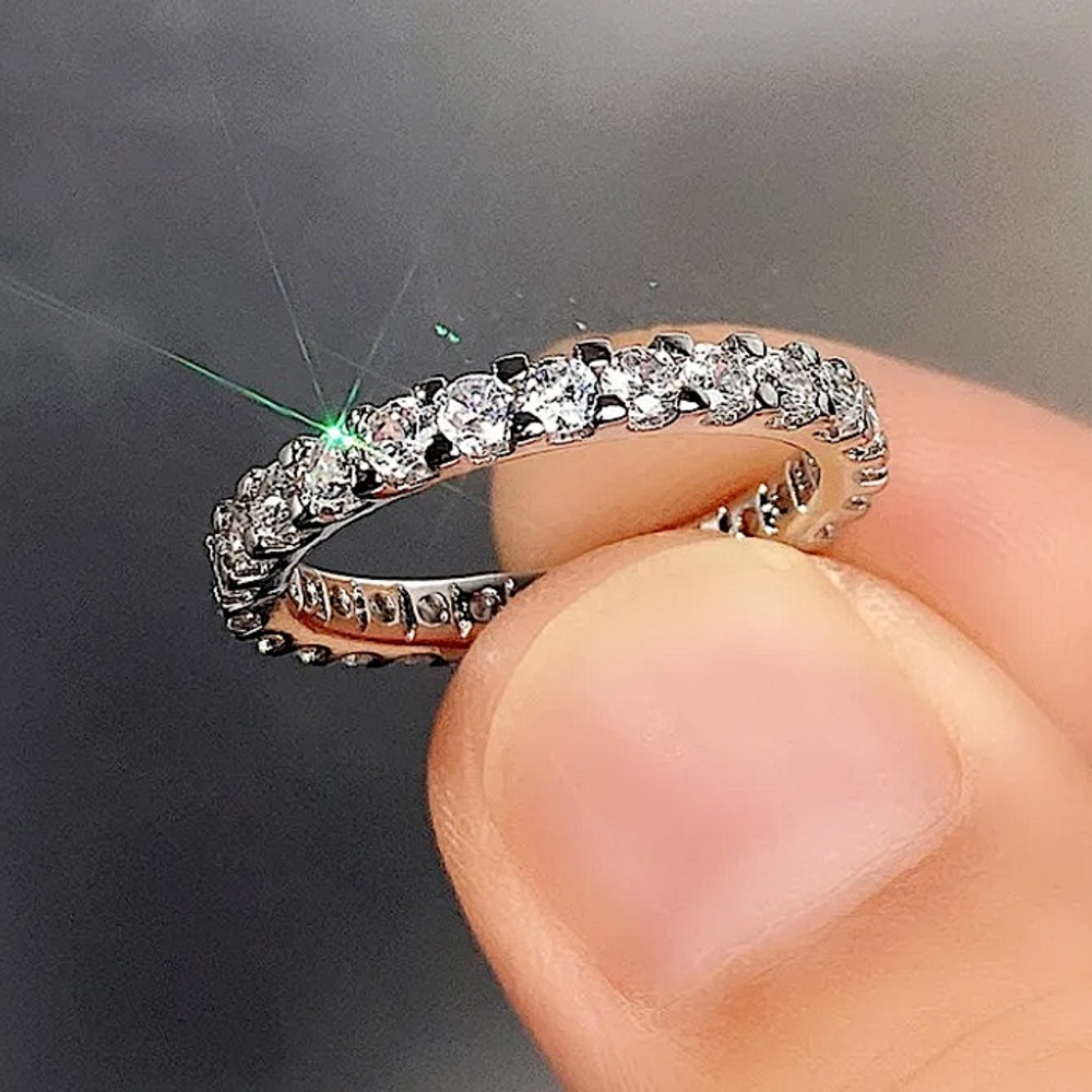 Sterling Silver Cubic Zircon Ring Minimalist, Dainty Diamond Stackable